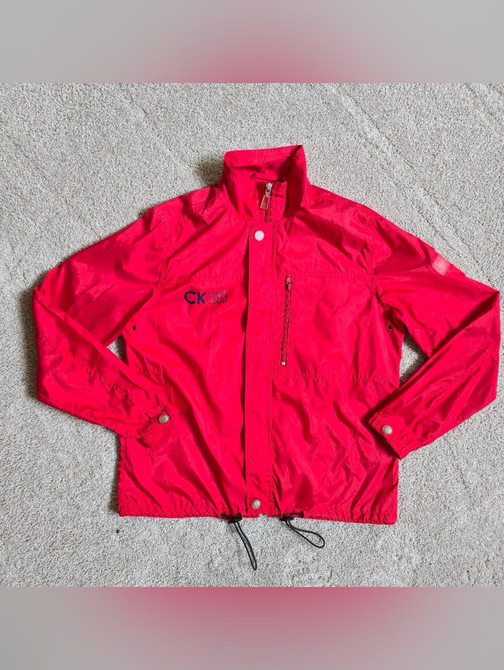Vintage New Calvin Klein Ladies Full Zip Windbreaker Jacket Red Small Y2K